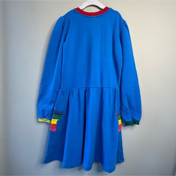 MINI BODEN Rainbow Star Pockets Dress Girls 11-12 Pocket Thick Cotton Winter - Picture 2 of 6